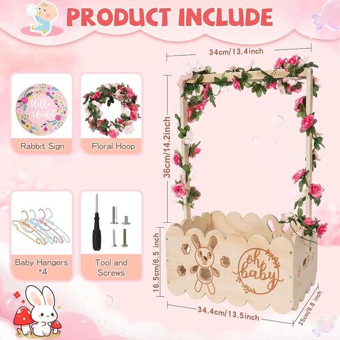 خزانة قفص استحمام خشبي للأطفال، سلة استحمام للأطفال بمقبض وإكليل، قفص خشبي، سلال أطفال سهلة التجميع للأولاد حديثي الولادة والبنات، هدايا الحمل للآباء الجدد in Kuwait