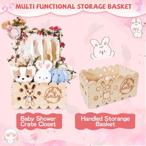 خزانة قفص استحمام خشبي للأطفال، سلة استحمام للأطفال بمقبض وإكليل، قفص خشبي، سلال أطفال سهلة التجميع للأولاد حديثي الولادة والبنات، هدايا الحمل للآباء الجدد in Kuwait
