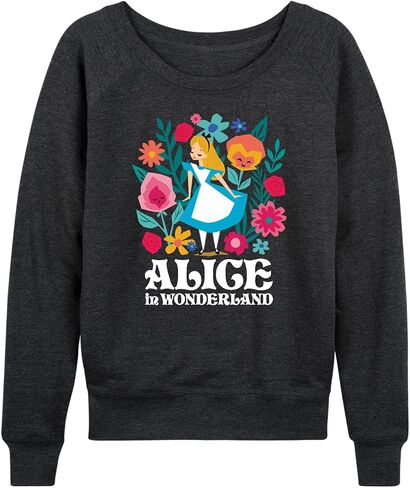 Disney Alice In Wonderland - Wonderland Flowers - Women's Lightweight French Terry Long Sleeve Shirt in Saudi Arabia