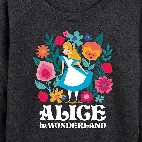 Disney Alice In Wonderland - Wonderland Flowers - Women's Lightweight French Terry Long Sleeve Shirt in Saudi Arabia