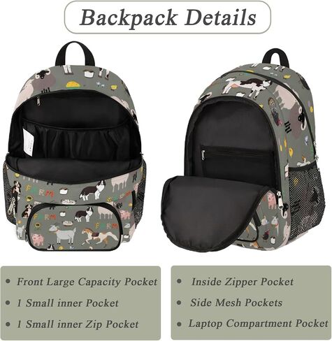 School Backpack for Girls Boys- Waterproof College School Bag Bookbag Daypack Travel Backpack for Woman Man,Cute Farm Animal in Saudi Arabia