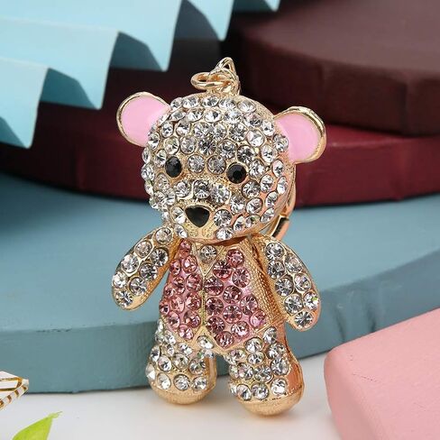 Pssopp Rhinestone Keychain Lovely Bear Metal Key Ring Stylish Pendant Bear Hanging Pendants for Car Purse Backpack in Saudi Arabia