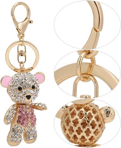 Pssopp Rhinestone Keychain Lovely Bear Metal Key Ring Stylish Pendant Bear Hanging Pendants for Car Purse Backpack in Saudi Arabia