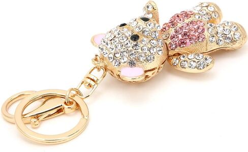 Pssopp Rhinestone Keychain Lovely Bear Metal Key Ring Stylish Pendant Bear Hanging Pendants for Car Purse Backpack in Saudi Arabia