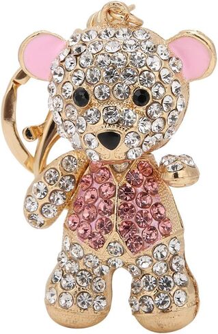 Pssopp Rhinestone Keychain Lovely Bear Metal Key Ring Stylish Pendant Bear Hanging Pendants for Car Purse Backpack in Saudi Arabia