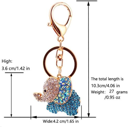 حزمة واحدة لطيف الحيوانات الفيل الملونة حجر الراين سلسلة مفاتيح السيارة حلقة سلسلة هدية حزمة هدية مشبك السحر in Kuwait