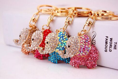 حزمة واحدة لطيف الحيوانات الفيل الملونة حجر الراين سلسلة مفاتيح السيارة حلقة سلسلة هدية حزمة هدية مشبك السحر in Kuwait