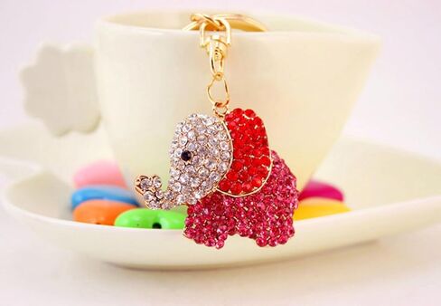 حزمة واحدة لطيف الحيوانات الفيل الملونة حجر الراين سلسلة مفاتيح السيارة حلقة سلسلة هدية حزمة هدية مشبك السحر in Kuwait