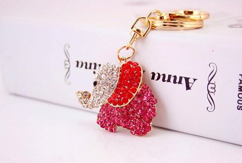 حزمة واحدة لطيف الحيوانات الفيل الملونة حجر الراين سلسلة مفاتيح السيارة حلقة سلسلة هدية حزمة هدية مشبك السحر in Kuwait