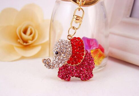 حزمة واحدة لطيف الحيوانات الفيل الملونة حجر الراين سلسلة مفاتيح السيارة حلقة سلسلة هدية حزمة هدية مشبك السحر in Kuwait