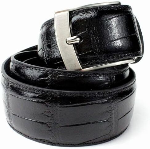 حزام تمساح إيطالي كاجوال للرجال من Ivan Troy | حزام فستان مع إبزيم فضي كلاسيكي من الجينز in Kuwait