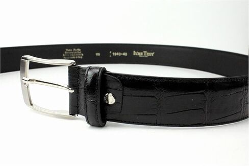 حزام تمساح إيطالي كاجوال للرجال من Ivan Troy | حزام فستان مع إبزيم فضي كلاسيكي من الجينز in Kuwait