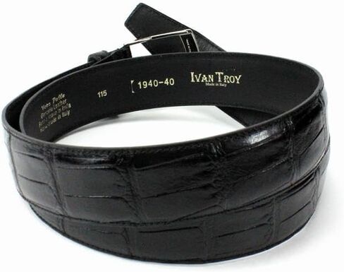 حزام تمساح إيطالي كاجوال للرجال من Ivan Troy | حزام فستان مع إبزيم فضي كلاسيكي من الجينز in Kuwait