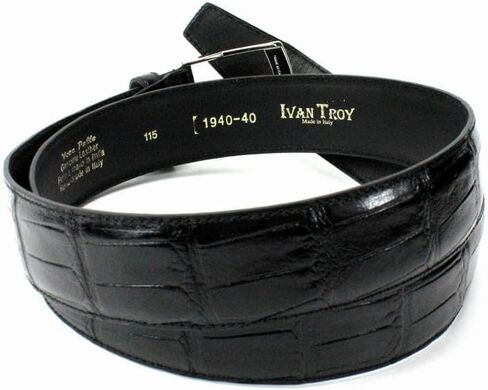 حزام تمساح إيطالي كاجوال للرجال من Ivan Troy | حزام فستان مع إبزيم فضي كلاسيكي من الجينز in Kuwait