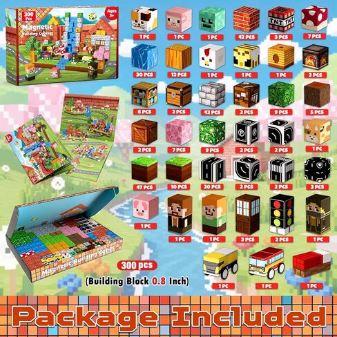 150 PCS Magnetic Blocks - Magnetic Building Block for Kids Ages 4-8, Magnet Blocks Sets for Grassland Build, Magnet Cubes Building Toys for Girls Boys Ages 3 4 5 6 7 8-12 Birthday Gift in Saudi Arabia