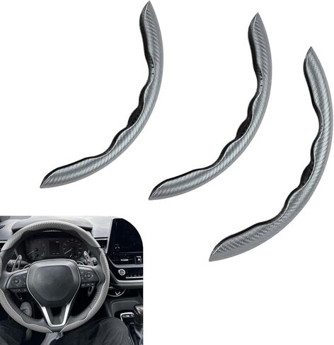 3PCS Steering Wheel Cover, Carbon Fiber Anti-Skid Steering Wheel protection, Car Steering Wheel Cover for Men/Women, Segmented & Wavy Design, Universal Car Interior Accessories (Black) in Saudi Arabia