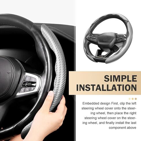 3PCS Steering Wheel Cover, Carbon Fiber Anti-Skid Steering Wheel protection, Car Steering Wheel Cover for Men/Women, Segmented & Wavy Design, Universal Car Interior Accessories (Black) in Saudi Arabia