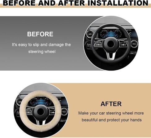Fluffy Car Steering Wheel Cover, 15 Inch Soft Warm Plush Anti-Slip Furry Wheel Protector, Universal Fuzzy Comfortable Steering Wheel Covers for Winter, Car Accessories (Gray) in Saudi Arabia