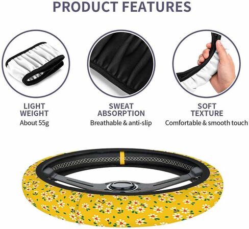 Agate Marble Pattern Elastic Steering Wheel Cover Ocean Blue with Gold Veins Steering Wheel Cover Anti Slip Protective Case Universal Stretch Steering Protector in Saudi Arabia