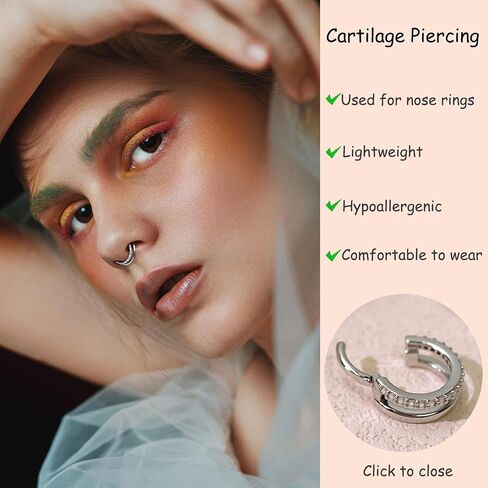 16G Cartilage Double-Hoop Earrings for Women Helix Conch Piercing Jewelry 14K Gold Plated Tragus Piercing Cubic Zirconia Double Hoop Earring in Saudi Arabia