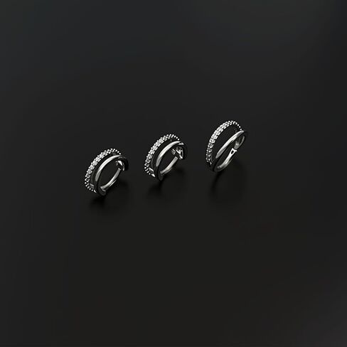 16G Cartilage Double-Hoop Earrings for Women Helix Conch Piercing Jewelry 14K Gold Plated Tragus Piercing Cubic Zirconia Double Hoop Earring in Saudi Arabia