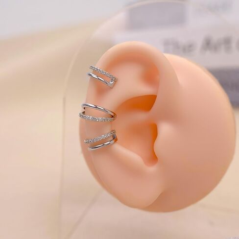 16G Cartilage Double-Hoop Earrings for Women Helix Conch Piercing Jewelry 14K Gold Plated Tragus Piercing Cubic Zirconia Double Hoop Earring in Saudi Arabia