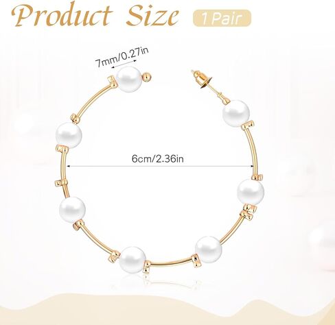 Giantree بيرل هوب أقراط للنساء، 7MM سميكة اللؤلؤ الأطواق، أقراط اللؤلؤ خفيفة الوزن سوبر ضخمة دائرة اللؤلؤ هوب أقراط، أقراط متدلية أنيقة المرأة مجوهرات الزفاف هدية لها (نمط أ) in Saudi Arabia