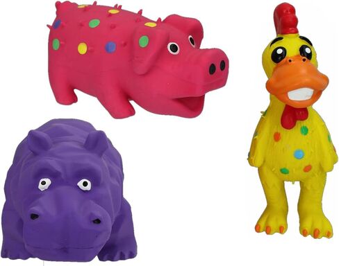 HDP Multipet Latex Squeaking Mini Toy Bundle Color:Chicken Pack of 3 in Saudi Arabia