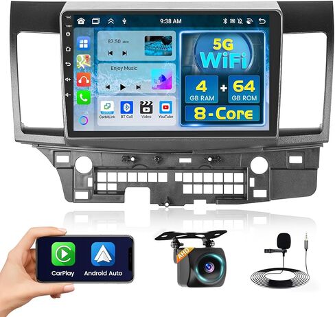 8 Core 4+64GB لـ 2008-2017 Mitsubishi Lancer Android Radio Dash Kit، شاشة لمس 10.1 بوصة ستيريو للسيارة مع Carplay لاسلكي Android Auto، GPS/WiFi/32EQ DSP/Bluetooth 5.0/SWC/Mic كاميرا احتياطية in Kuwait