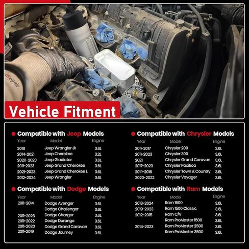 محرك الألومنيوم 3.6 مبرد الزيت يناسب 2017-2018 جيب دودج كرايسلر رام 3.6L V6 استبدال مبيت مرشح التدفق العالي 926-959 928-876 68310865AB in Kuwait