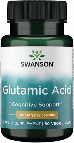 Swanson Amino Acid Glutamic Acid 500 Milligrams 60 Veg Capsules (1 Pack) in Saudi Arabia