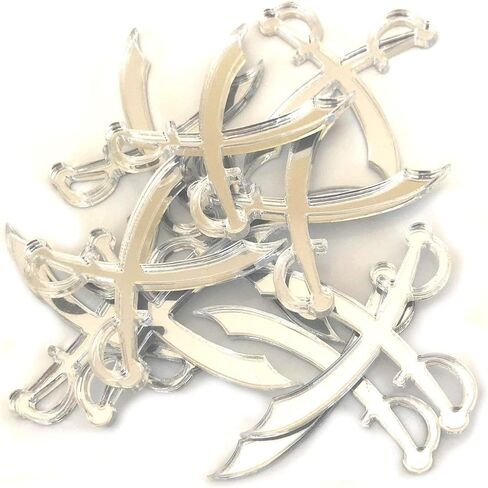 Super Cool Creations Pirate Cutlass Shaped Crafting Mirrors, Set of 10, Many Colours, Shatterproof Acrylic, Silver Mirror, Pack of 10 x 3cm in Saudi Arabia