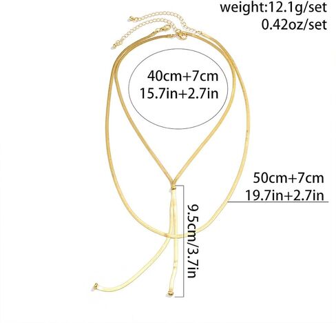 إكسسوارات ذهبية رائعة ذات طبقات على شكل ثعبان سلسلة قلادة على شكل حرف Y للنساء، قلادة خرزة رائعة من Lariat هدية مجوهرات عصرية لحفلات الكوكتيل in Kuwait