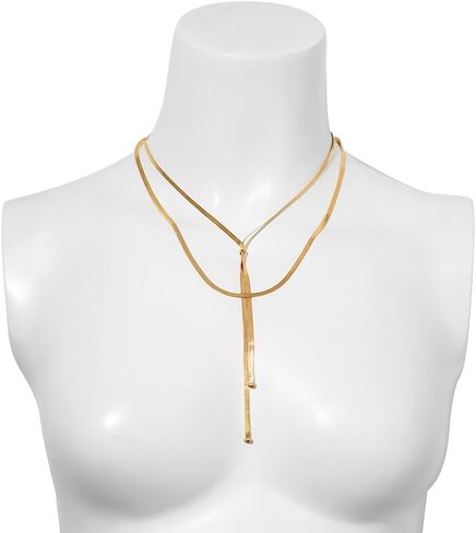 إكسسوارات ذهبية رائعة ذات طبقات على شكل ثعبان سلسلة قلادة على شكل حرف Y للنساء، قلادة خرزة رائعة من Lariat هدية مجوهرات عصرية لحفلات الكوكتيل in Kuwait