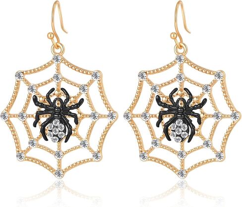 Halloween Earrings for Women,Spider Web Dangle Drop Earrings with Rhinestone Spider,Spider Charm Dangle Earrings,Halloween Festival Jewelry Gifts for Women in Saudi Arabia