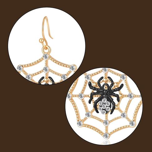 Halloween Earrings for Women,Spider Web Dangle Drop Earrings with Rhinestone Spider,Spider Charm Dangle Earrings,Halloween Festival Jewelry Gifts for Women in Saudi Arabia