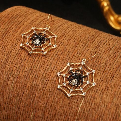 Halloween Earrings for Women,Spider Web Dangle Drop Earrings with Rhinestone Spider,Spider Charm Dangle Earrings,Halloween Festival Jewelry Gifts for Women in Saudi Arabia