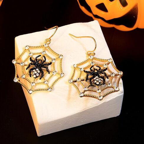 Halloween Earrings for Women,Spider Web Dangle Drop Earrings with Rhinestone Spider,Spider Charm Dangle Earrings,Halloween Festival Jewelry Gifts for Women in Saudi Arabia