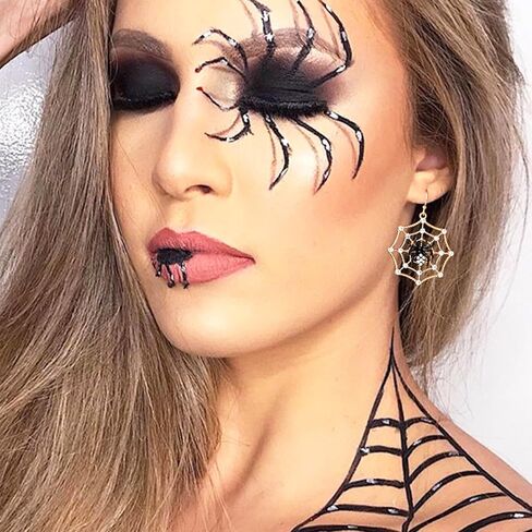 Halloween Earrings for Women,Spider Web Dangle Drop Earrings with Rhinestone Spider,Spider Charm Dangle Earrings,Halloween Festival Jewelry Gifts for Women in Saudi Arabia