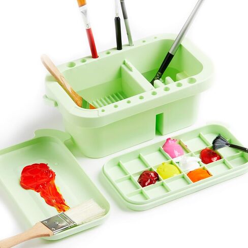 SEVENY Paint Brush Cleaner, Paint Brush Holder and Organizers with Palette for Acrylic, Watercolor, and Water-Based Paints (Blue) in Kuwait