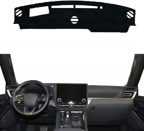 وسادة غطاء لوحة القيادة مناسبة لسيارة Lexus GX-550 2024 2025 HUD، حصيرة غطاء لوحة القيادة، جلد سويدي صناعي مخصص/غير قابل للانزلاق/مضاد للوهج/أسود in Kuwait
