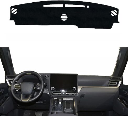 وسادة غطاء لوحة القيادة مناسبة لسيارة Lexus GX-550 2024 2025 HUD، حصيرة غطاء لوحة القيادة، جلد سويدي صناعي مخصص/غير قابل للانزلاق/مضاد للوهج/أسود in Kuwait