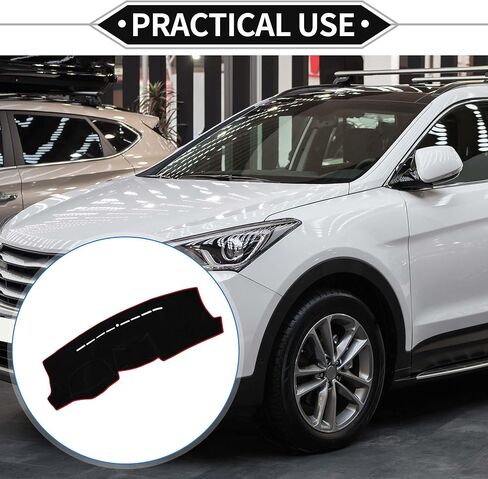 غطاء لوحة القيادة متوافق مع Hyundai Tucson 2005-2009، غطاء لوحة القيادة غير قابل للانزلاق من البوليستر الأسود، حصيرة غطاء لوحة القيادة الأمامية باللون الأحمر in Saudi Arabia