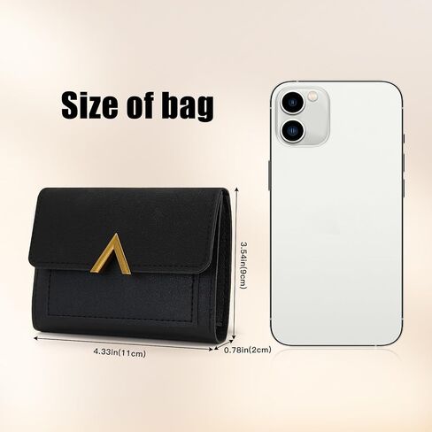 Women Wallet, Trifold Women Purse Short PU Credit Card Holder Transparent Cash Wallet with Snap Button Zipper(Rose Red) in Saudi Arabia