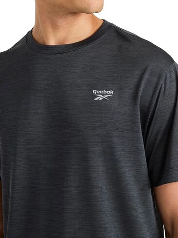 تي شيرت رجالي من Reebok Trophy بأكمام قصيرة ورقبة دائرية، مقاس قياسي، نسيج بولي جيرسي محبوك قابل للتمدد وجيد التهوية in Saudi Arabia