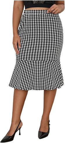 MakeMeChic Women's Plus Size Pencil Skirt High Waisted Ruffle Hem Bodycon Midi Skirts in Saudi Arabia