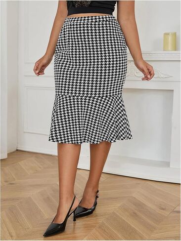 MakeMeChic Women's Plus Size Pencil Skirt High Waisted Ruffle Hem Bodycon Midi Skirts in Saudi Arabia