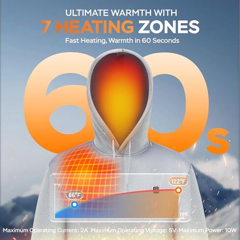 Heated Hoodie for Men, Electric Heating Sweatshirt with Fleece Lining, Winter Thermal Pullover Sweater in Saudi Arabia
