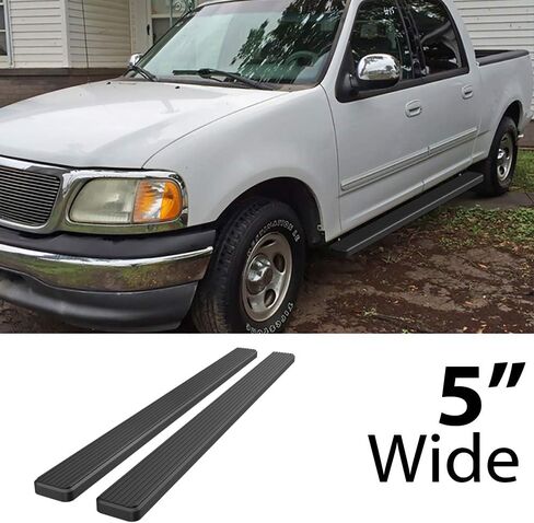 APS Running Boards (Nerf Bars Side Steps Step Bars) Compatible with Ford F150 2001-2003 SuperCrew Cab (Include 04 Heritage) (Stainless Steel Black Powder Coated 5 inches) in Saudi Arabia