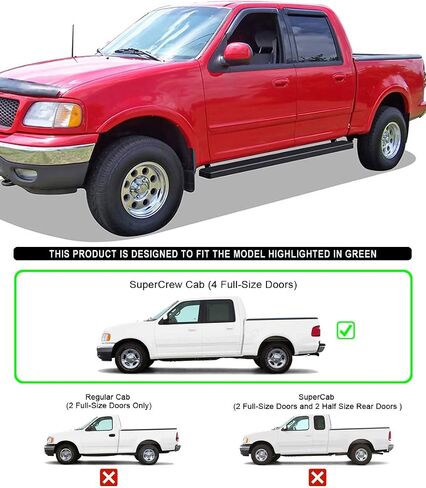 APS Running Boards (Nerf Bars Side Steps Step Bars) Compatible with Ford F150 2001-2003 SuperCrew Cab (Include 04 Heritage) (Stainless Steel Black Powder Coated 5 inches) in Saudi Arabia